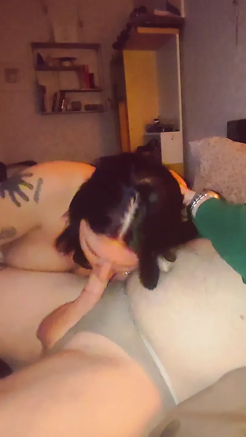 Facefuck with cum in mouth