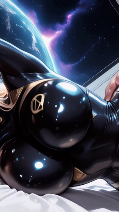 Sexy Space Girl in Tight Latex Gets Deepthroated and Massive Facial in Futuristic Room