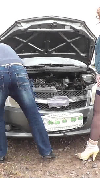 Unforgettable moment from "Sexy blonde MILF car broke down. Random passerby helped fix and fucked Milf in doggy style on"