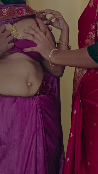 Sisters enjoying threesome romance in bed with neighbour batchelor men | Clip 2