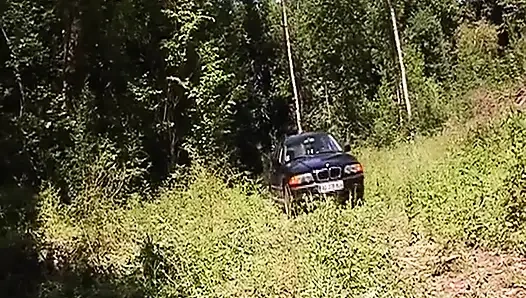 Cum Eating French MILF Pounded in Outdoor Threesome