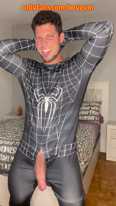 Big cock spiderman cum with NO TOUCH