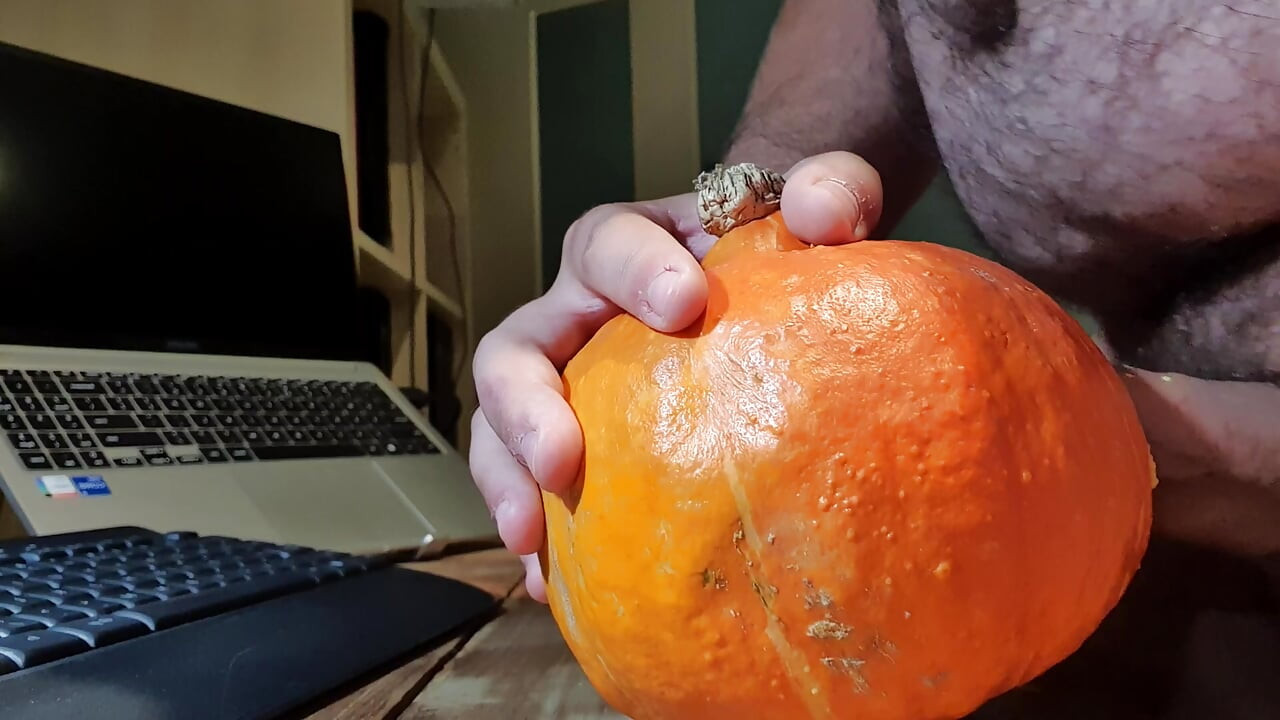 Fucking a pumpkin with my dick for dinner