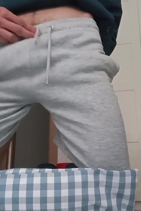 The Fitness Trainer Jerks off Inside His Pants and Shows You His Cock