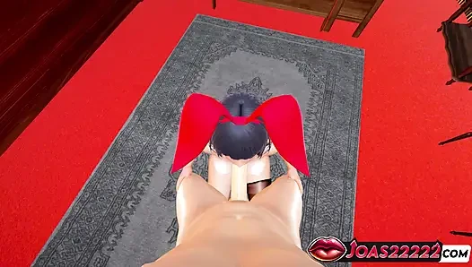 Femdom Ryuko 3D Animation - Stuck Blowjob, Face Sitting Cunnilingus, Nylon Footjob Cumshot