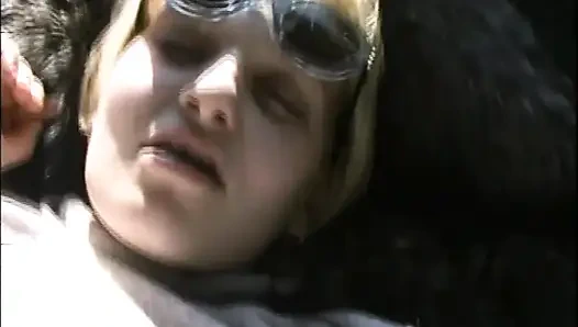 Horny Young Girl with Hairy Pussy Fucked in Car and Cum on Huge Tits by Big Amateur Cock