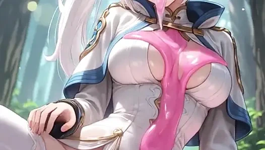 Беловолосую эльфу трахает розовая слизь