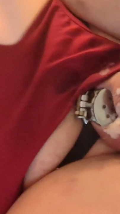 Fat Sissy light ball torture and wax play in chastity | Clip 1