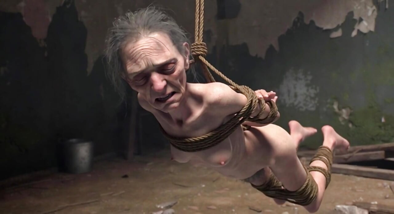 Elderly Granny Tied up - Terrified yet Craving Dick in Her Old Pussy