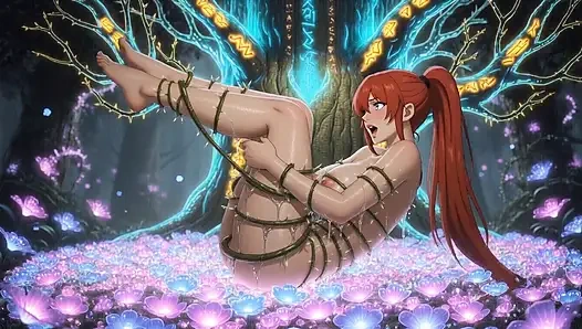 Shermie King of Fighters Magical Forest Vine tied   3D Hentai