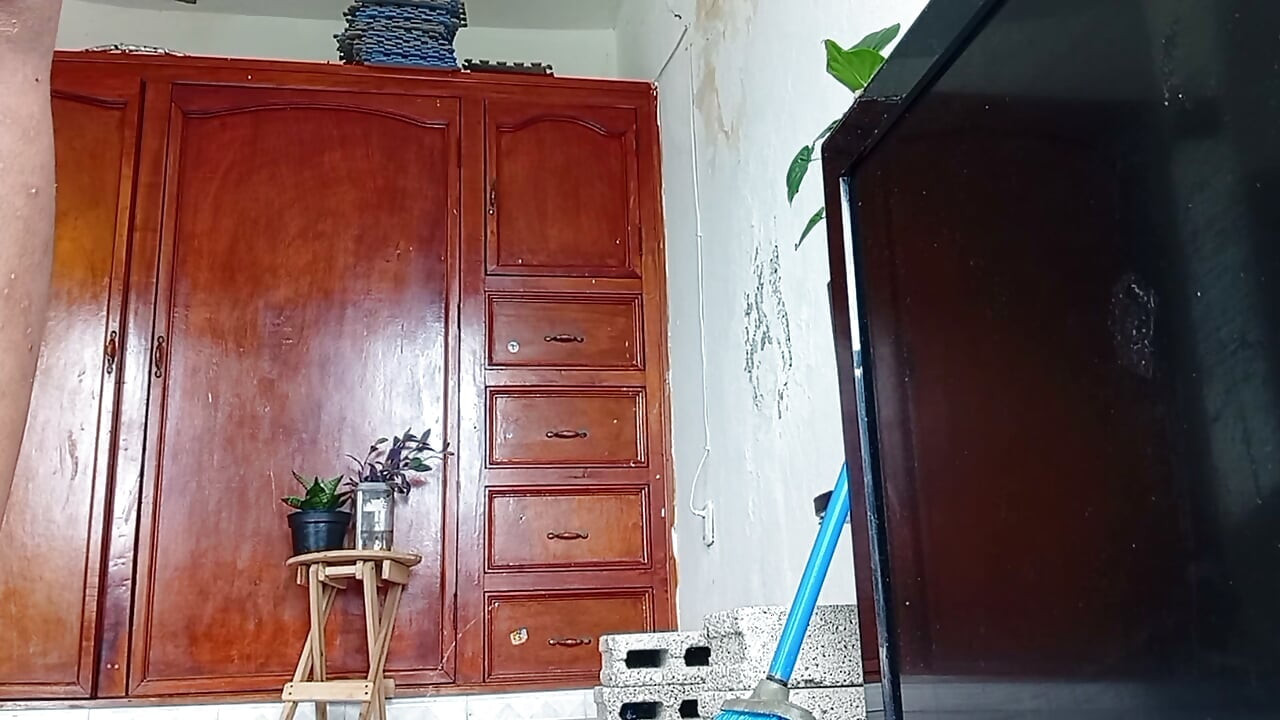 Mother-in-law told me that she cleaned the room in a thong