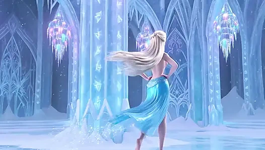 Stunning Nude Elsa Graceful and Elegant Sensual Poses in Her Magical Glowing Ice Palace Cinematic 3D Animation