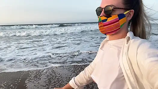 Blonde Amateur with Big Tits Is Walking Without a Bra