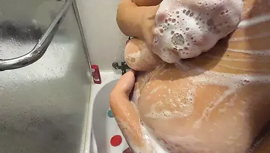 Hot amateur tits fuck in shower. POV close up titsjob from my beauty sexy stepsister with perfect natural boobs. Cum on tits