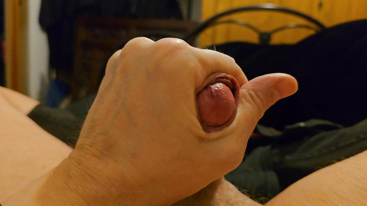 Jerking my curved cock