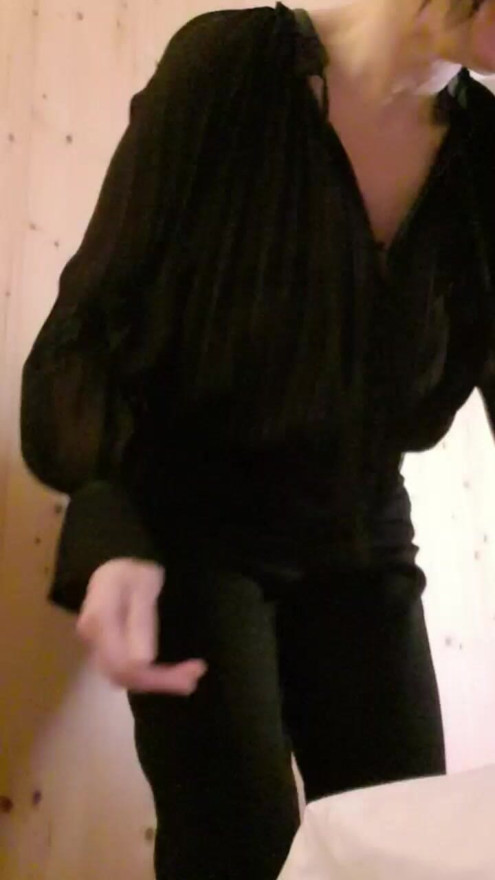 Julie goes for dinner in bondage dress
