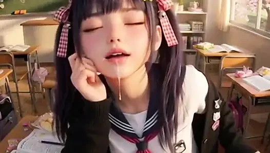 Schulmädchen Cosplay (+18) Anime , in der Pause verspürt sie Lust