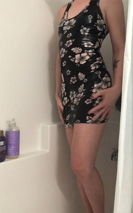 Grinding in the shower in a gorgeous dress