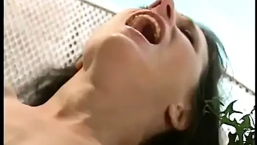 Hot Brunette with a Great Body Gets Her Twat Pounded on the Table, Gets a Facial