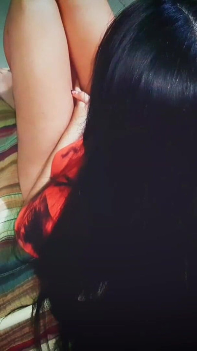 Long-haired brunette lets in her black hair - LunitaRabbit | Clip 1