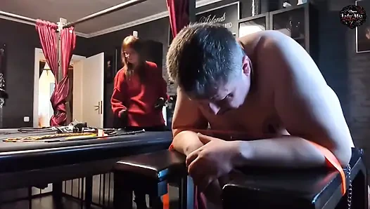 Domlady Mia - Punishment of Terror for the Slave - Whipped on the Cross and the Penalty Buck - Part 4