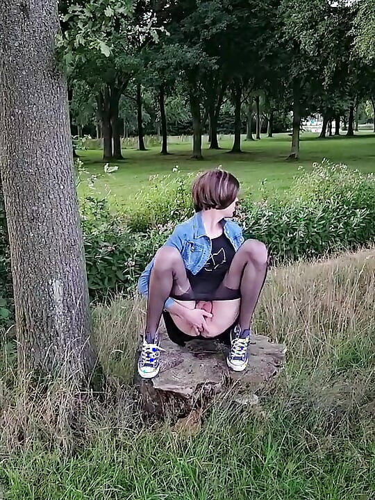 Annemieke Public Flashing in a Park