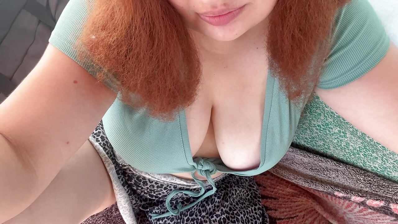 Fiery Redhead Pleasures Herself Solo on the Sunny Veranda