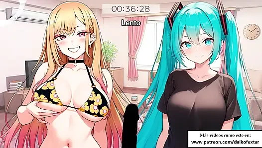 Audio Spanyol JOI Hentai. Marin dan miku ngocok kontolmu secara bergiliran!