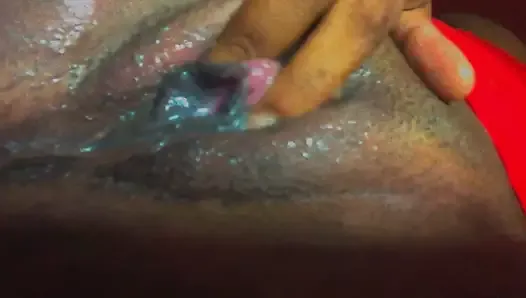 Playing with his cum in my perfect pussy