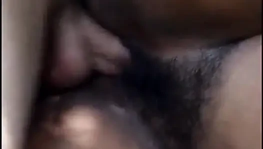 Overweight busty slut gets dick lying sidelong on the coverlet outside