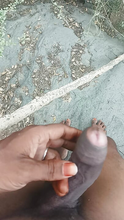 Tamil village boy flashing forest in old women