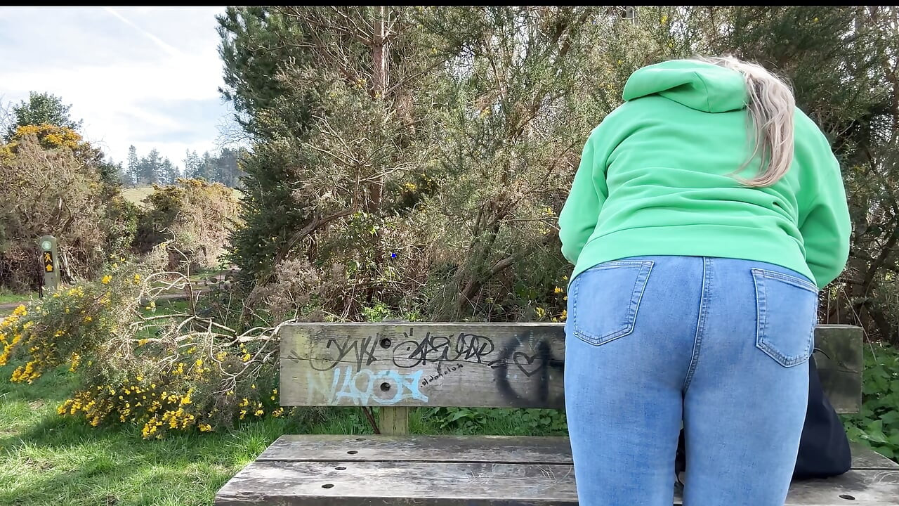 Desperate Outdoor Wetting Jeans on the Public Trail