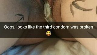 Het derde condoom is gebroken en mijn vrouw neemt een vreemdgaande creampie