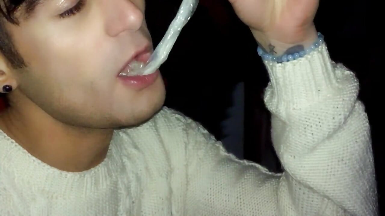 Craziness?! Twink Cum of Used Condom Under a Bridge