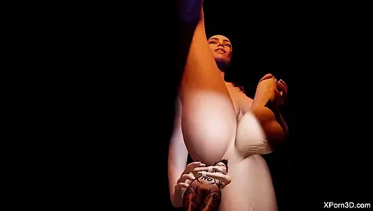 Futa-riesin benutzt mädchen als sextoy, riesige futanari-dominanz