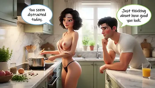 Young Man and Beautiful Woman Share Passionate Secret Encounters at Home (AI generated)