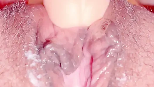 My toy brought me to orgasm. An extremely close-up shot.