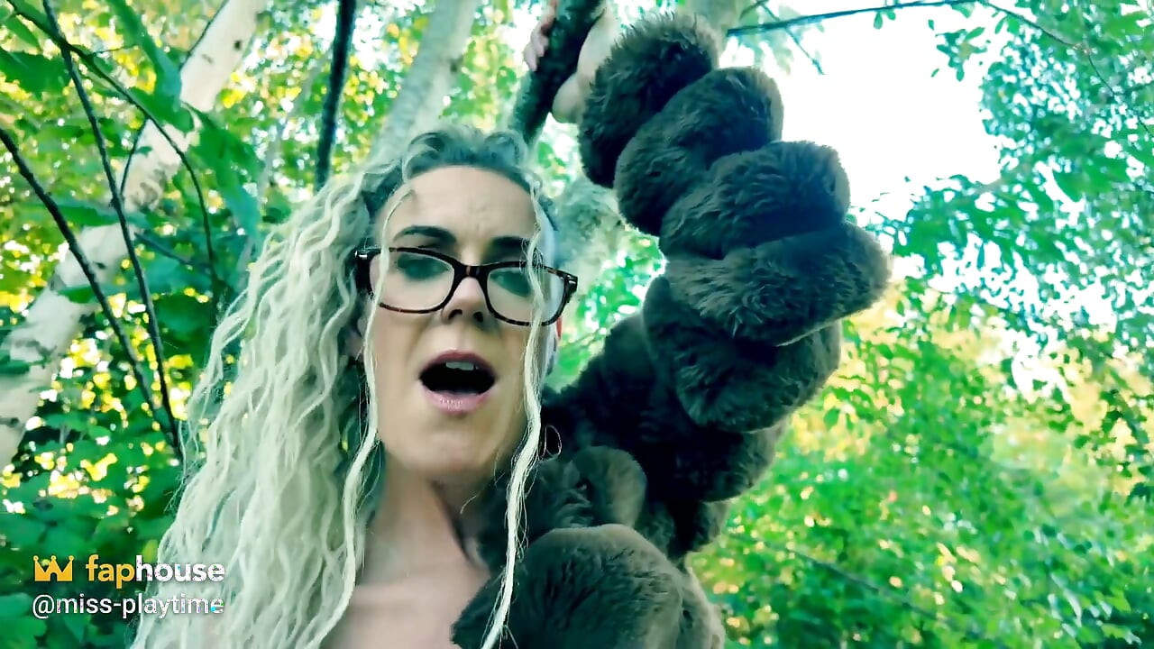 Playtime with Big White Dildo in the Forest