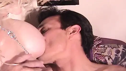 Huge Tits Blondie Enjoys Hardcore Sex with Two Dudes