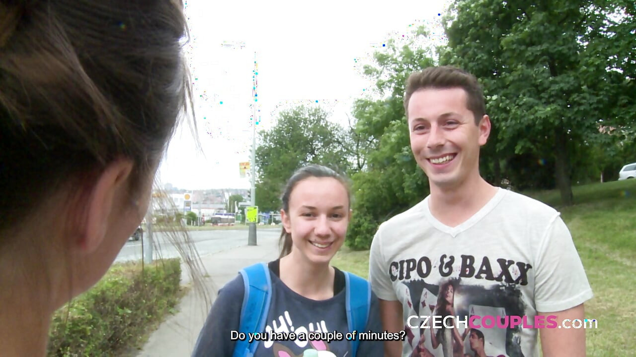 Playful young woman joins a park foursome (Czech Couples)