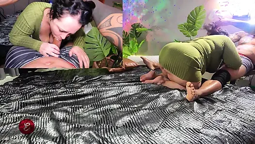 Horny Assistant Seduces in a Green Dress