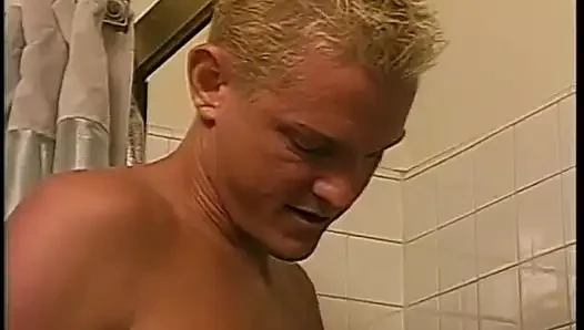 Hung dudes fuck a busty horny bitch in bi 3some