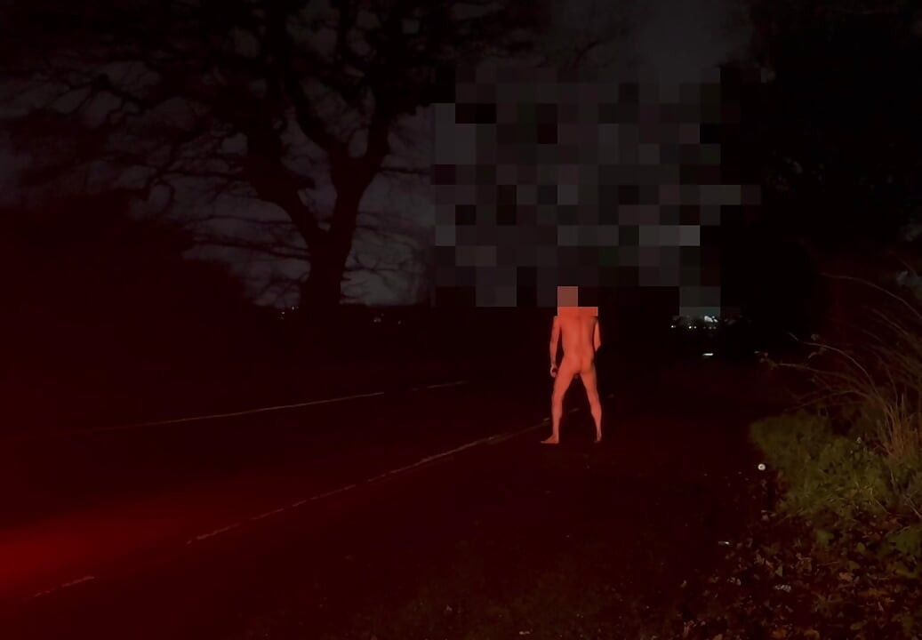 Naked and jerking in the road