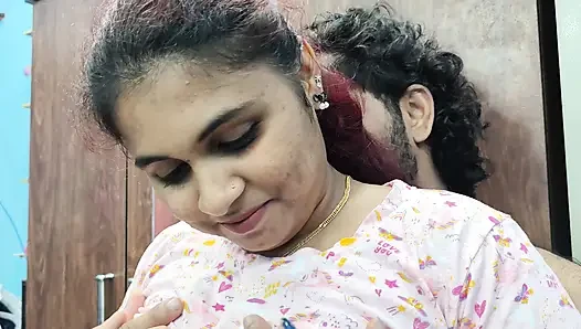 Hot kiss with boobs press