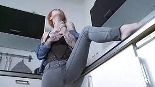 Ersties – Frieda likes to ride her dildo in the kitchen