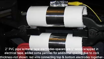 E-stim elektrotları pvc boru üzerinde metal bant