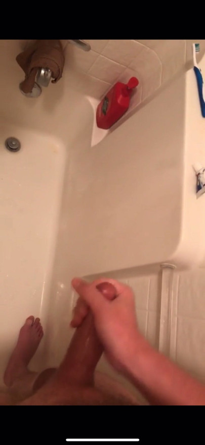 Huge cumshot after cock pumping