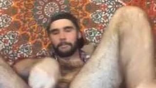 Hairy hunk with dildo