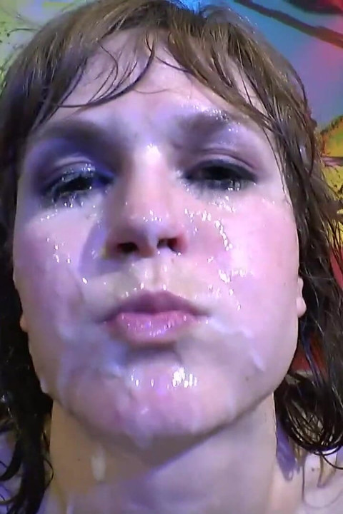 Brunette Bukkake Slut Takes Massive Cumshots From Gang