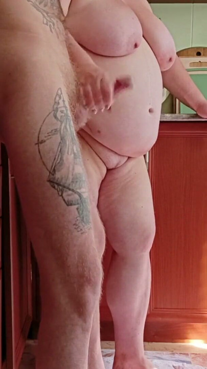 I went to my mother-in-law in the kitchen fucked her in the mouth and ass and then finished from jerking off a dick | Clip 2
